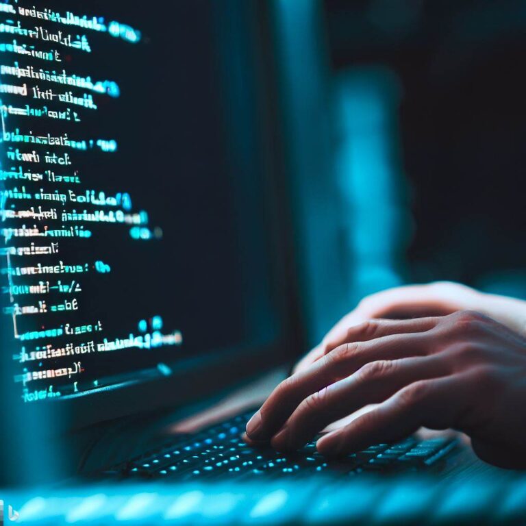 programming, doing coding on laptop screen