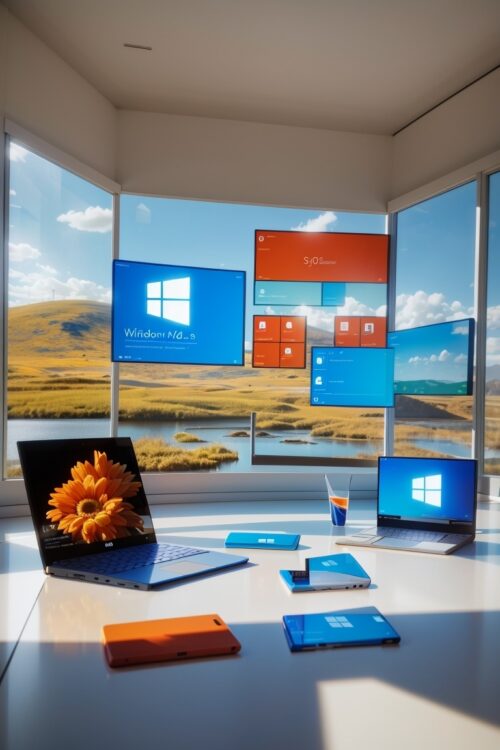 Microsoft windows on real wall window