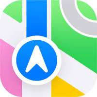 pointer paper [lane style on blue color path and also some green, pink, yellow, gray color outside, represent apple maps logo