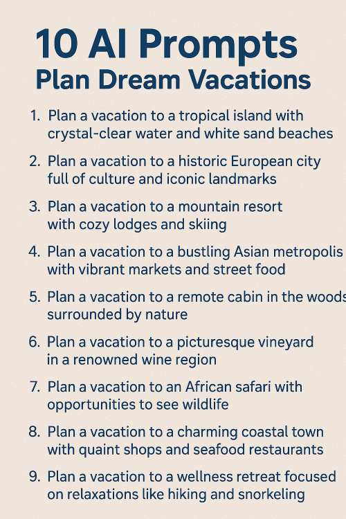 AI Travel prompts, Infographic