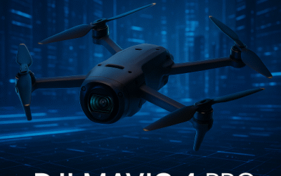 dji mavic 4 pro, drone, drone in cool blue color sci-fi world