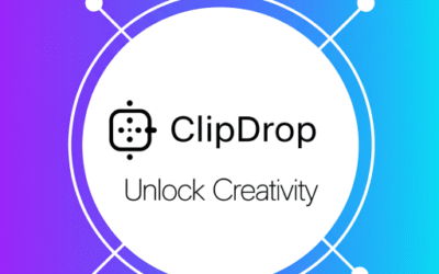 A modern and dynamic blog thumbnail featuring the Clipdrop logo prominently. The background is a vibrant gradient of deep blues and purples, suggesting innovation and creativity. Around the central white Clipdrop ai text and accompanying subtle logo, there are abstract, interconnected lines and expanding circular elements in lighter shades, symbolizing new, interconnected features and growth. Subtle text overlays in a clean, white sans-serif font read 'New Features!', 'AI Power', and 'Unlock Creativity', hinting at the unique advancements and creative possibilities offered by Clipdrop's latest updates.