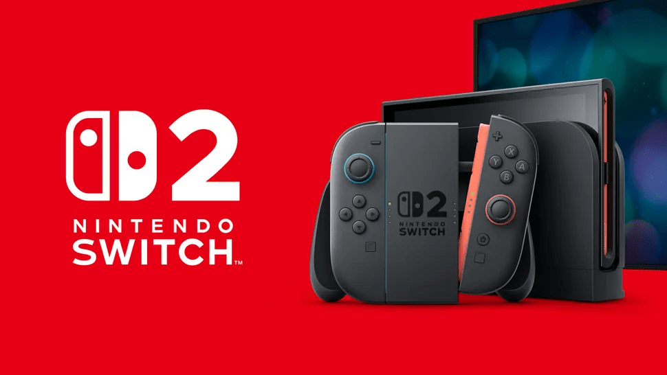 Nintendo switch 2 poster with all red background. And switch 2