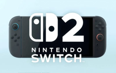 Nintendo switch 2 image with sky-blue background and glass effect fonts