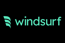 windsurf logo and its name both written in green color with black background