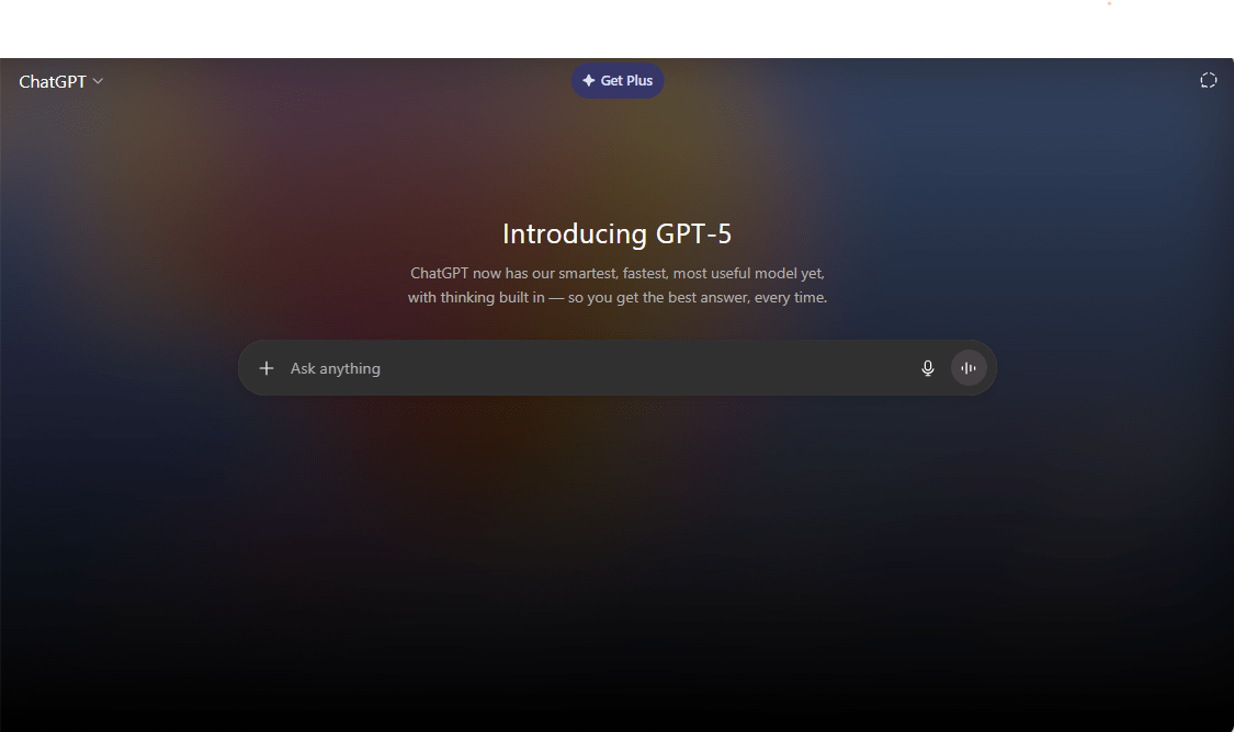 Introducing Chatgpt gpt-5 web app interface