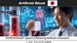 Artificial blood in hand of scientist from Japan in sci-fi style