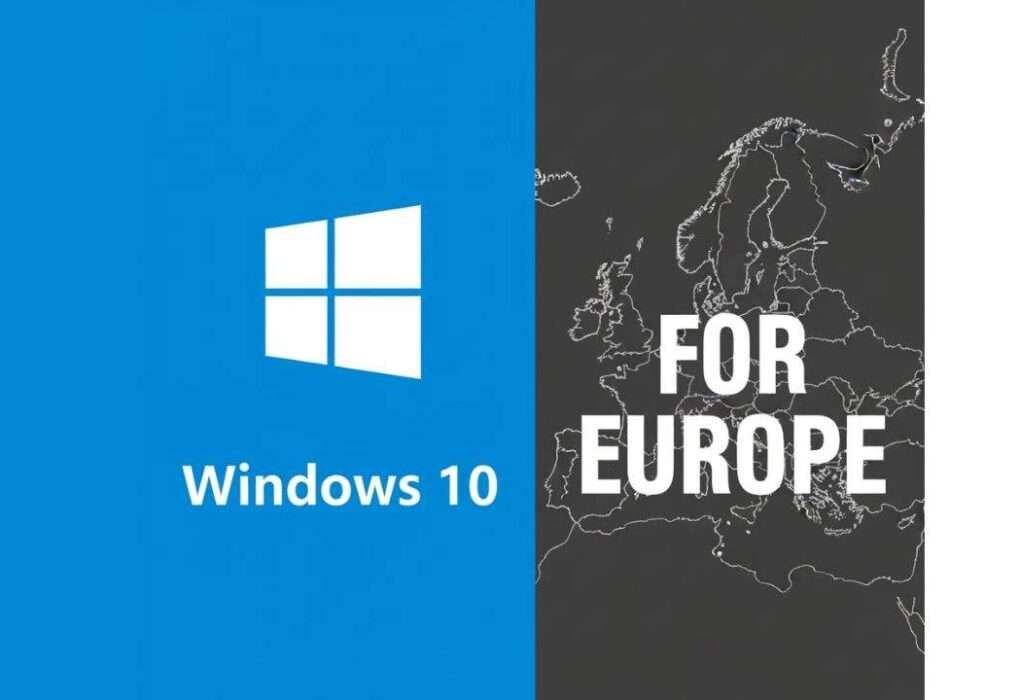 windows 10 with Europe map