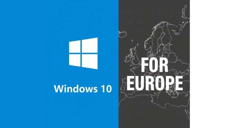 windows 10 with Europe map