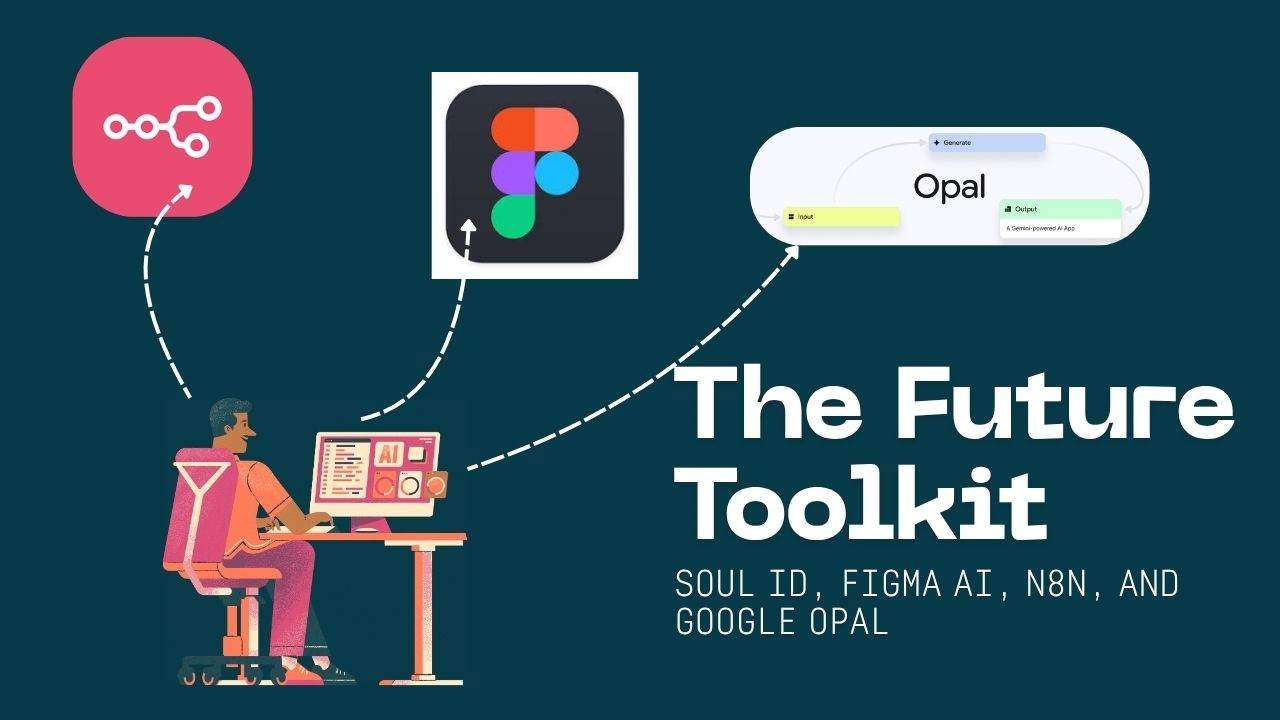 the future toolkit poster with n8n, figma, opal logo