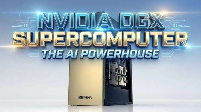 Nvidia dgx supercomputer with cool text overlay