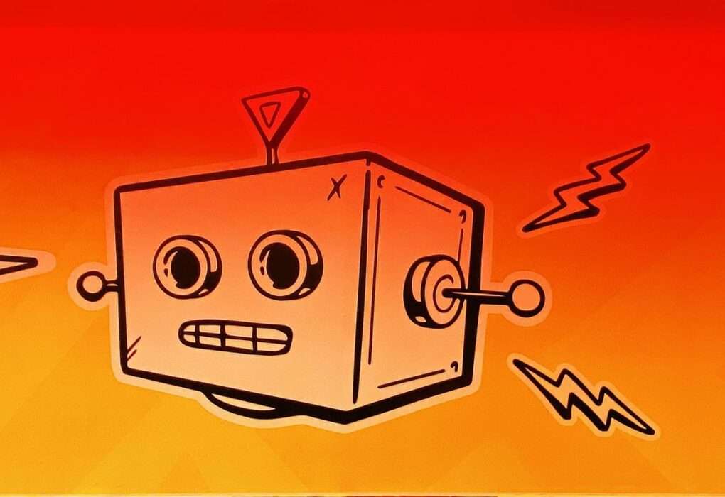 orange color background with robot face