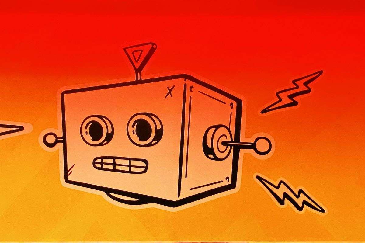 orange color background with robot face