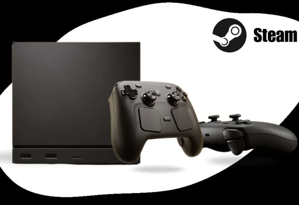 valve steam machine with console black and white background
