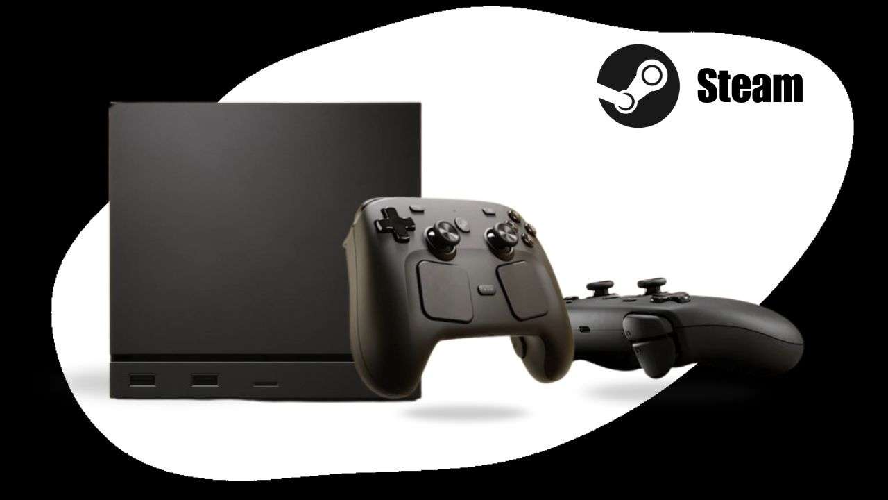 valve steam machine with console black and white background