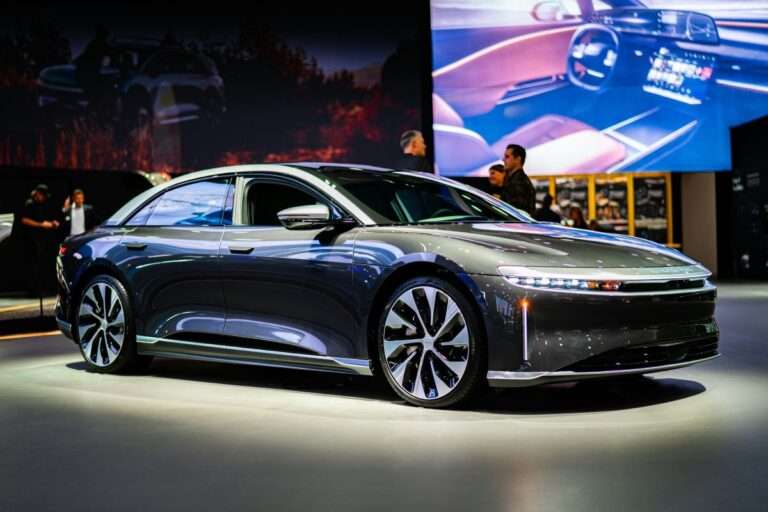 lucid uber car in electronic show